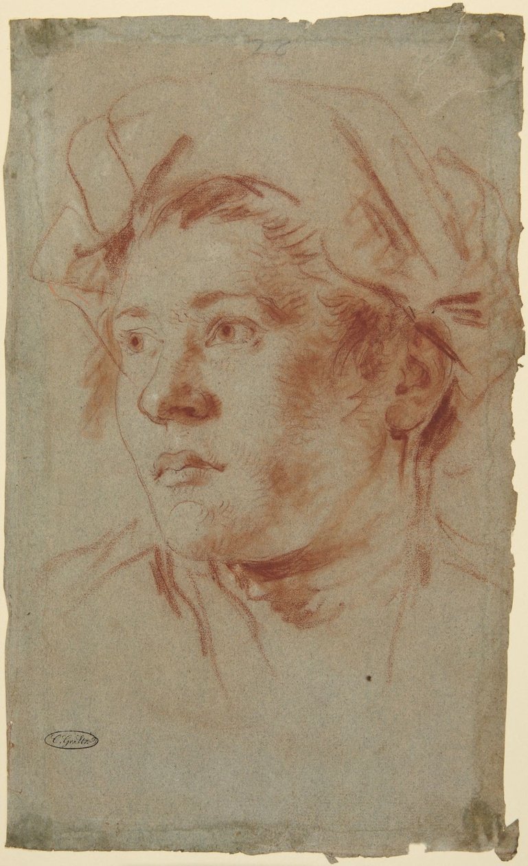 Kop van een jongeman met hoed door Giovanni Battista Tiepolo