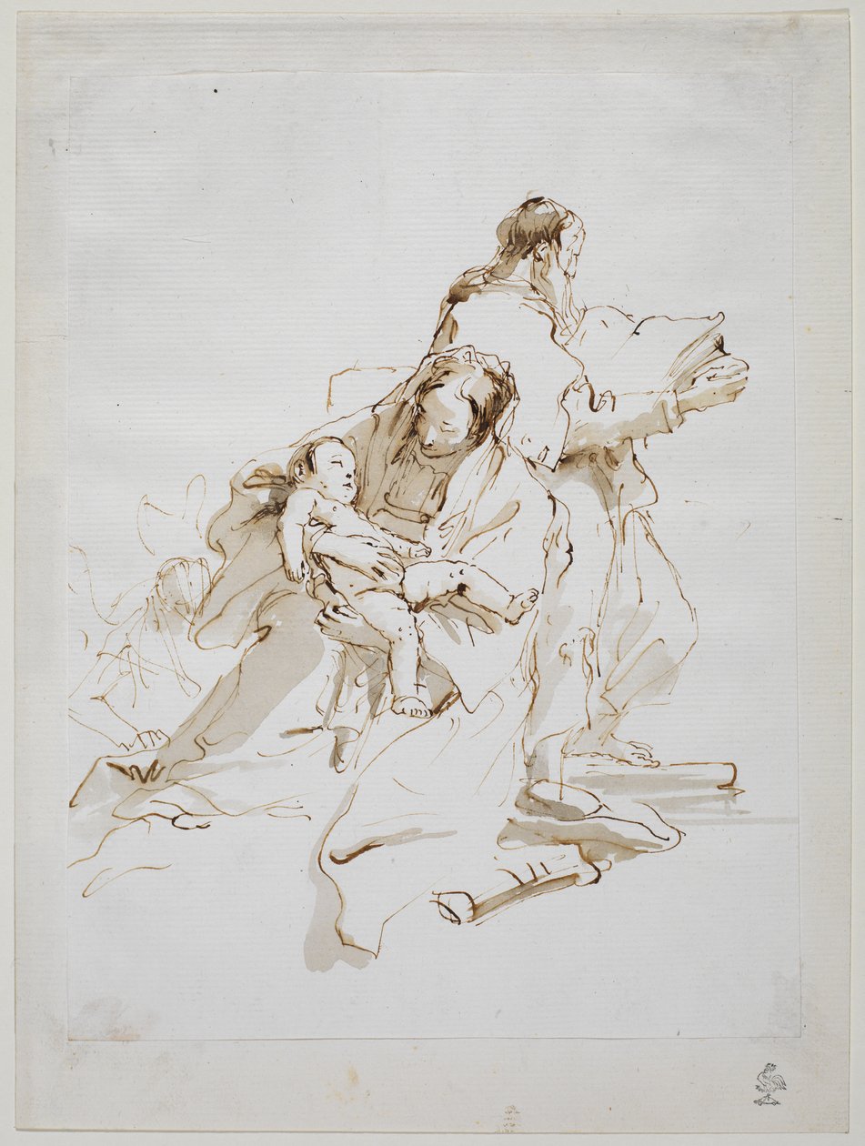 Heilige Familie met Sint Jozef die leest door Giovanni Battista Tiepolo