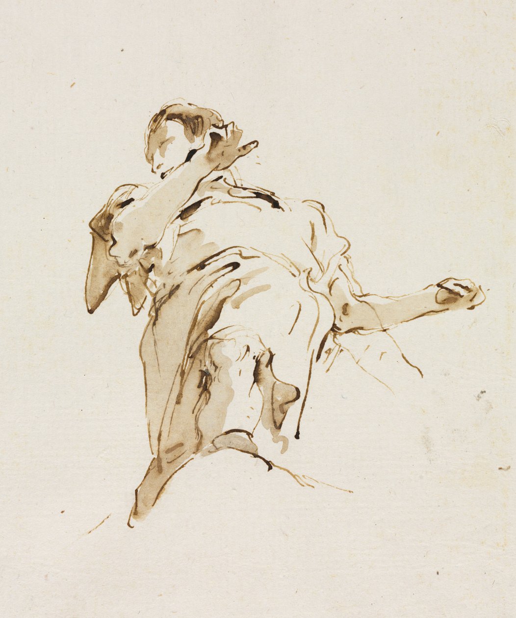 Mannelijke figuur van onderaf gezien door Giovanni Battista Tiepolo