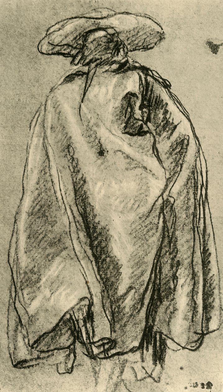 Man in een Grote Mantel van achteren gezien, 1752, 1928 door Giovanni Battista Tiepolo
