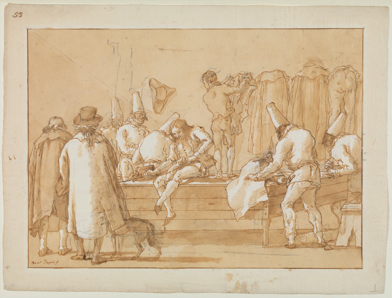 Punchinello als assistent van de kleermaker, ca. 1800 door Giovanni Battista Tiepolo