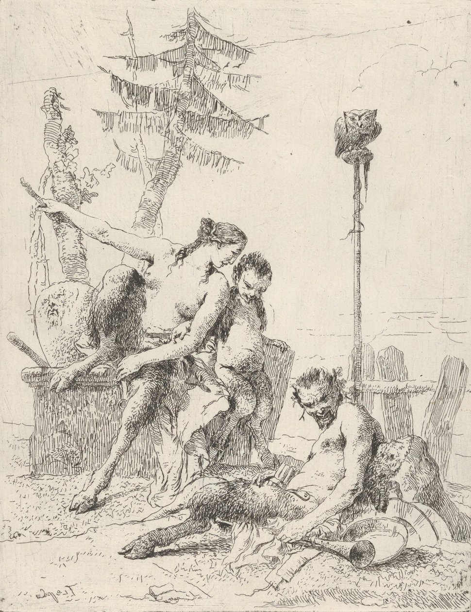Satyrfamilie Pan en zijn familie, uit de Scherzi door Giovanni Battista Tiepolo
