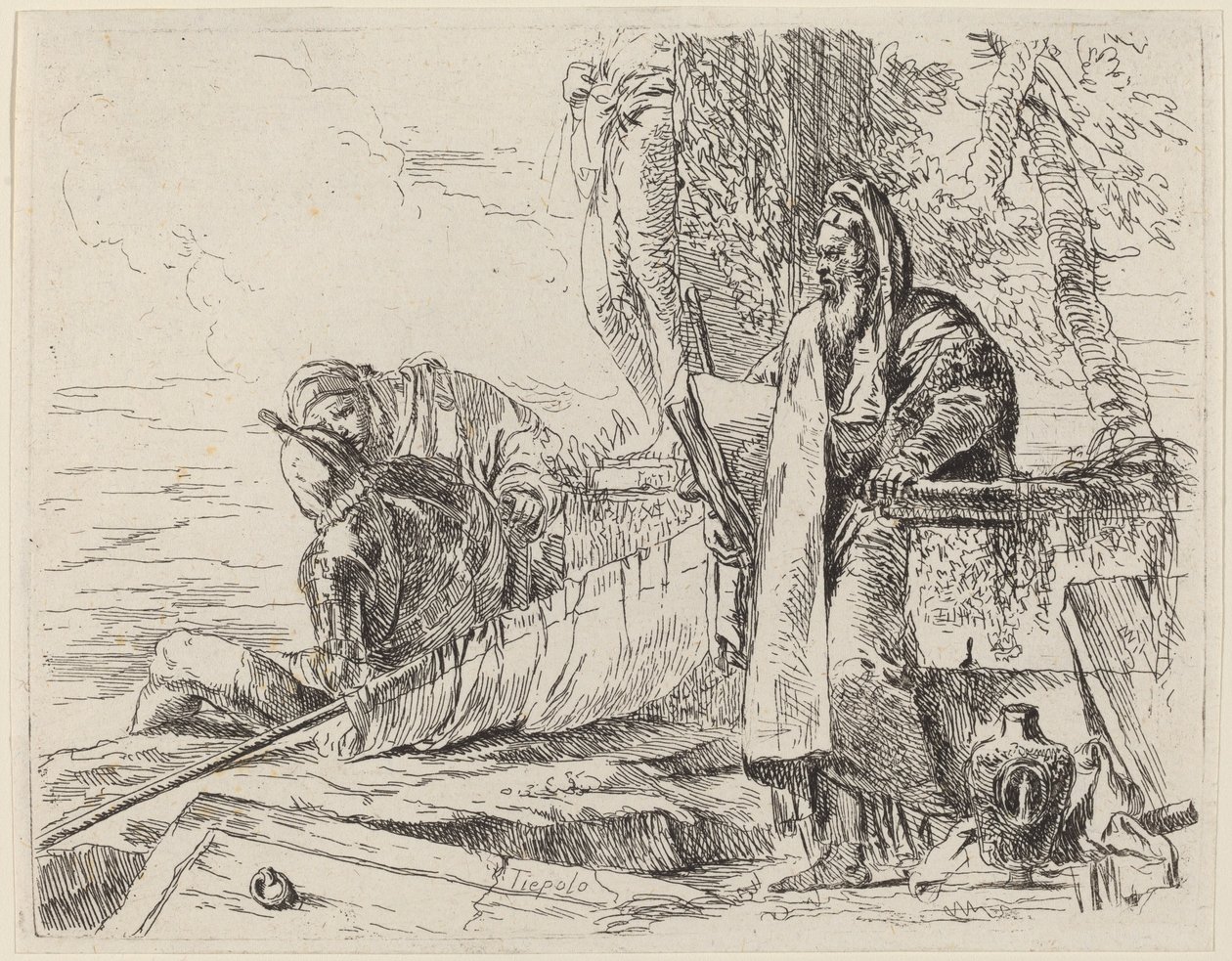 Staande filosoof en twee andere figuren door Giovanni Battista Tiepolo