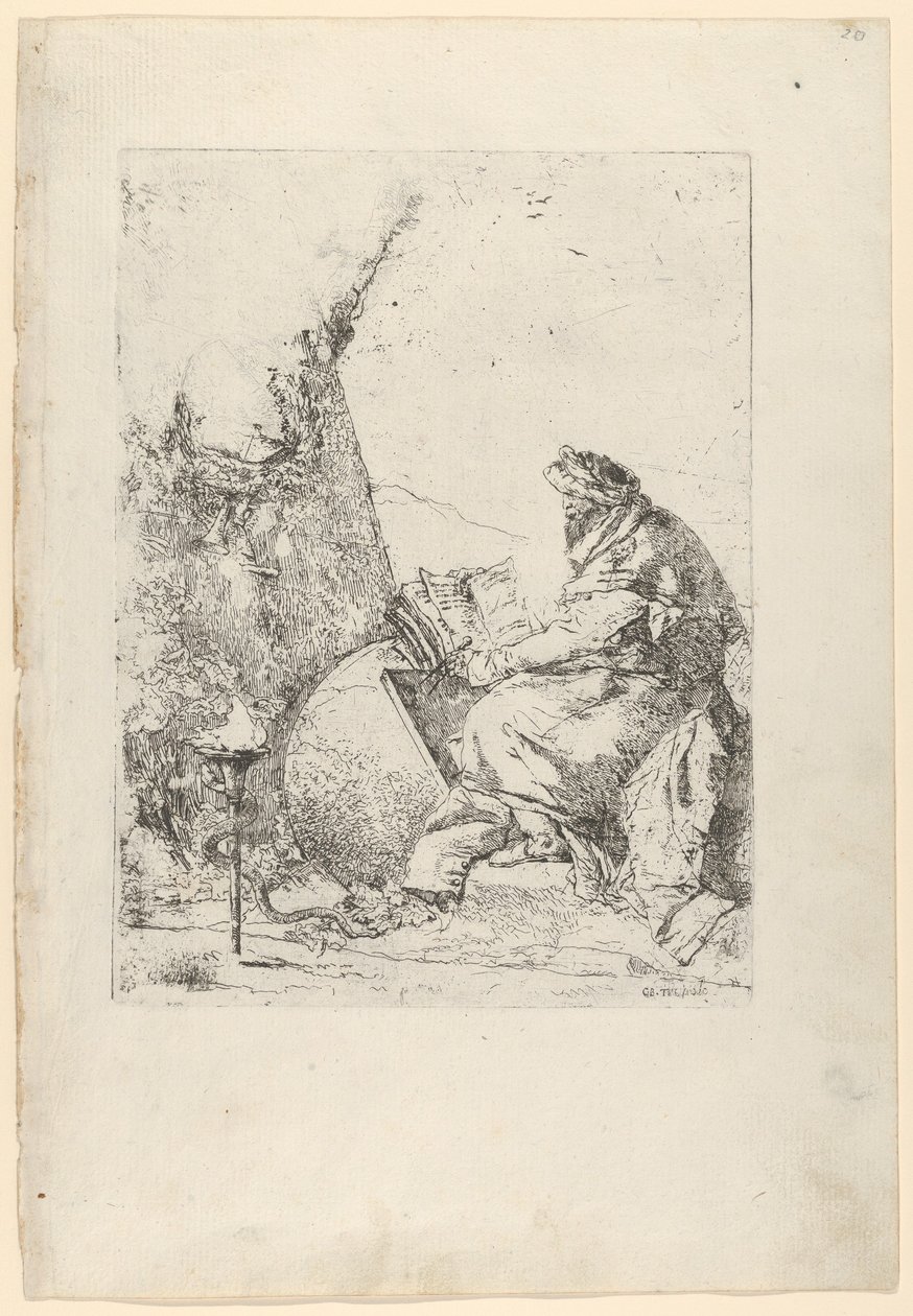 De Filosoof, uit de Scherzi door Giovanni Battista Tiepolo