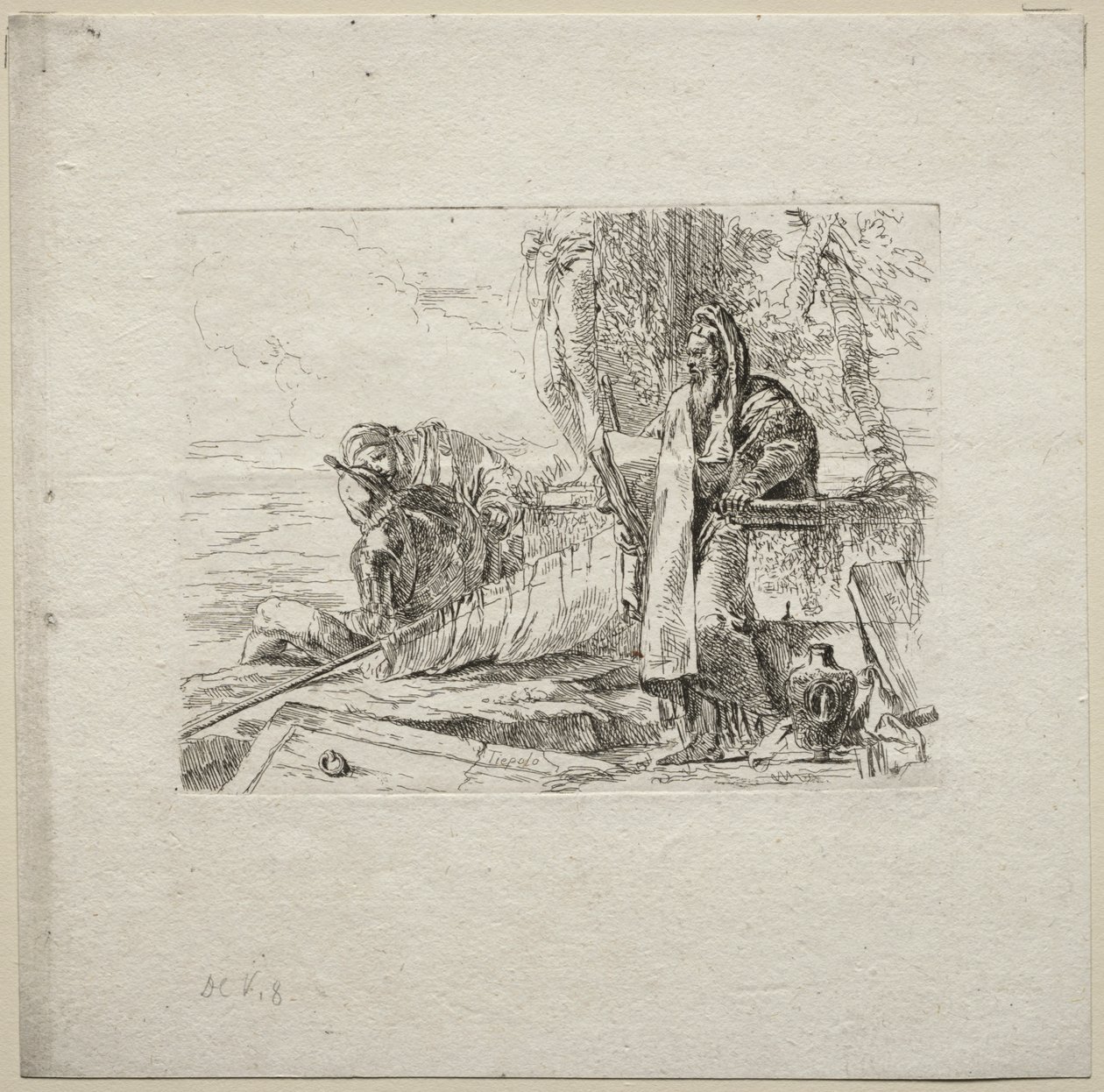 Verschillende Caprices: De filosoof staand met boek door Giovanni Battista Tiepolo