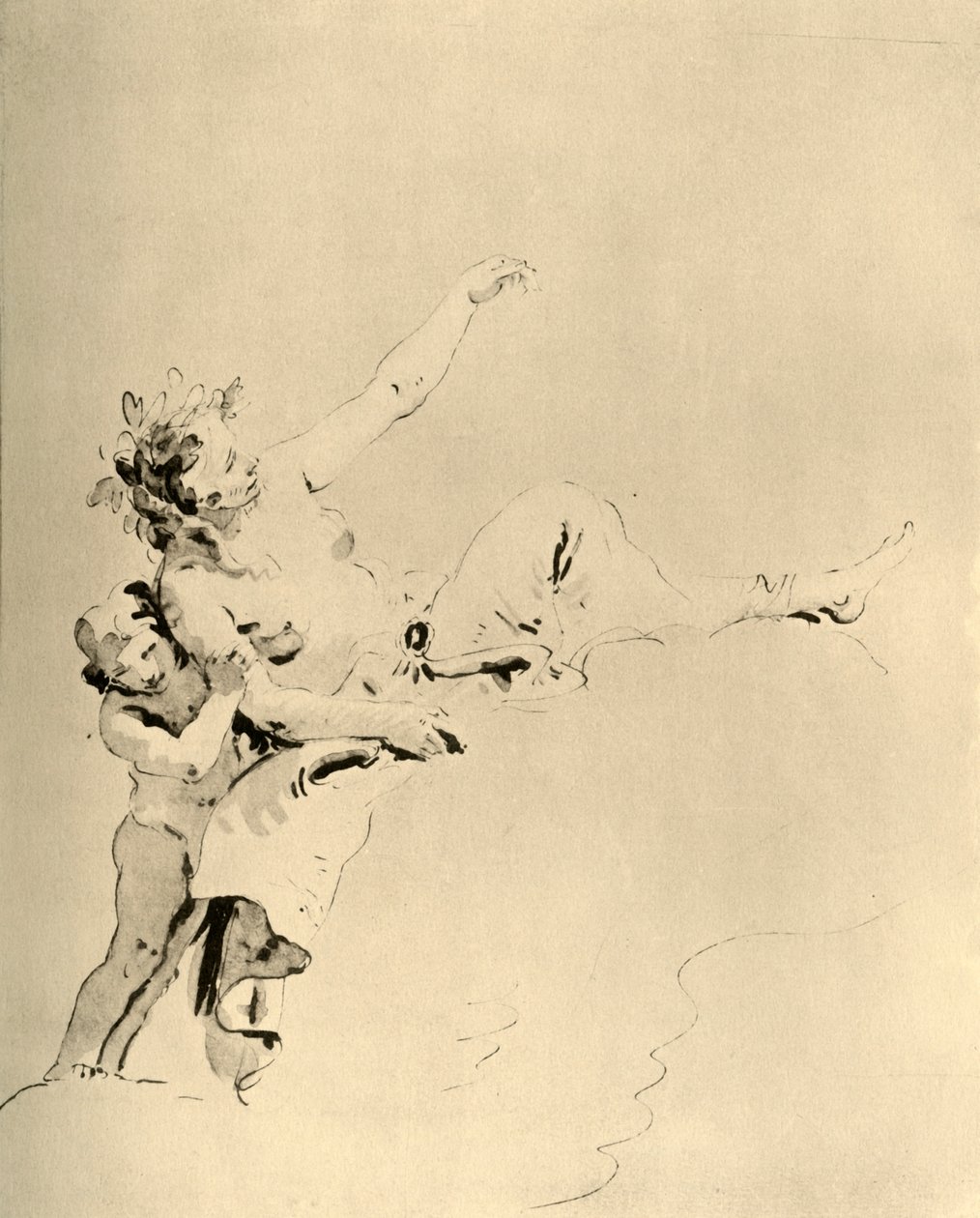 Vrouw rustend op wolken en ondersteund door een Cupido, midden 18e eeuw, 1928 door Giovanni Battista Tiepolo