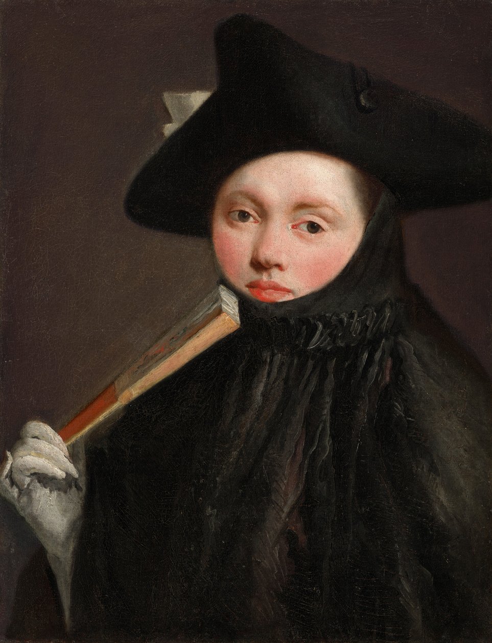 Jonge dame met een driekantige hoed door Giovanni Battista Tiepolo