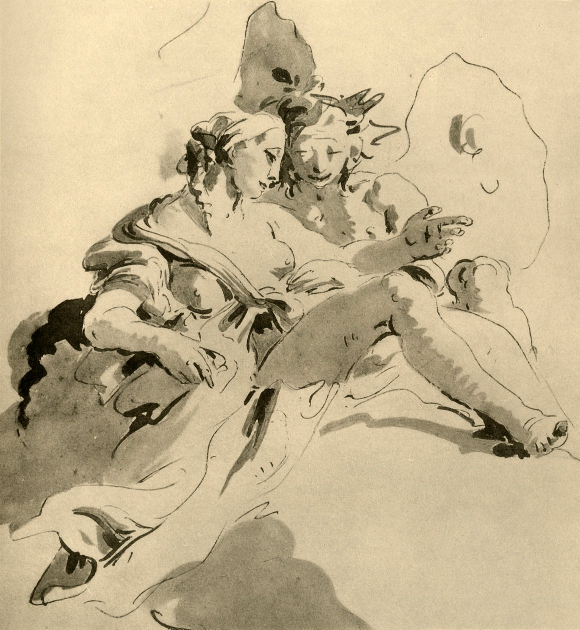Zephyr en Flora, midden 18e eeuw door Giovanni Battista Tiepolo