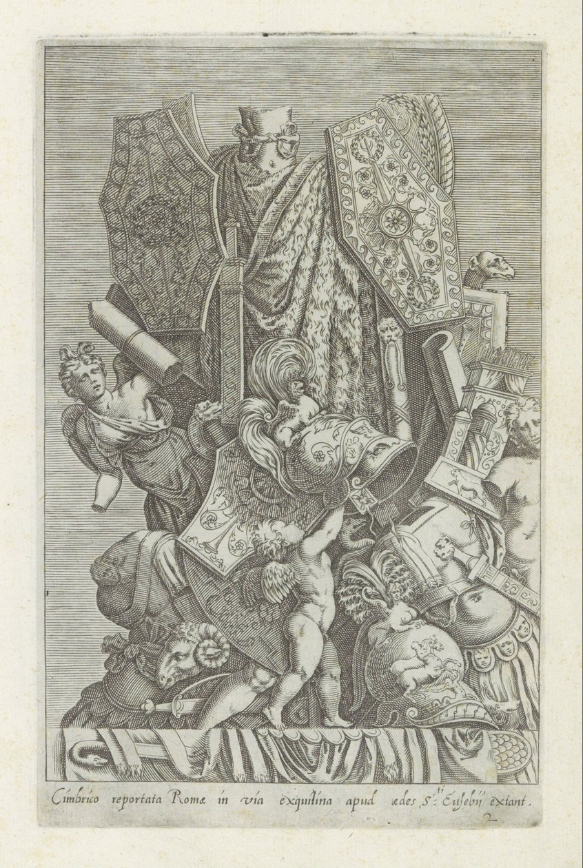 Trofee van wapens en sculpturen door Giovanni Battista de
