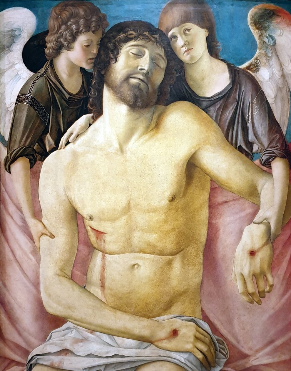 Duits: Der tote Christus, von zwei Engeln gestützt De dode Christus, ondersteund door twee engelen door Giovanni Bellini