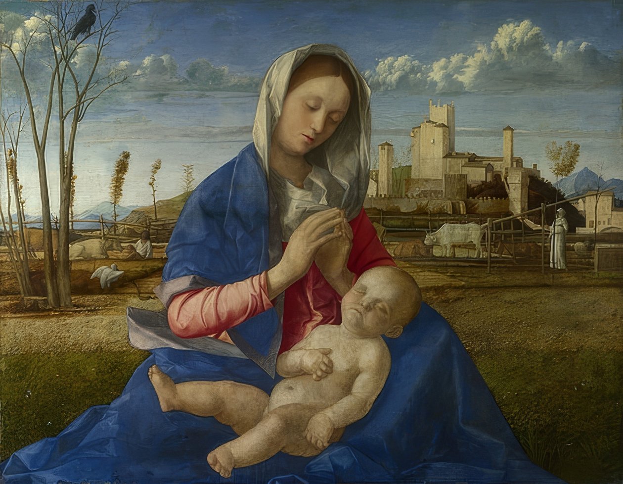 Madonna van de Weide. Rond 1500 door Giovanni Bellini