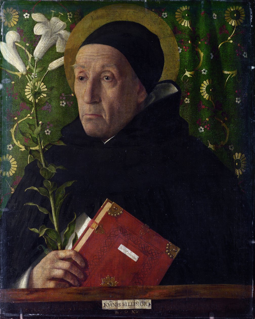 Portret van Fra Teodoro van Urbino als Sint Dominicus door Giovanni Bellini