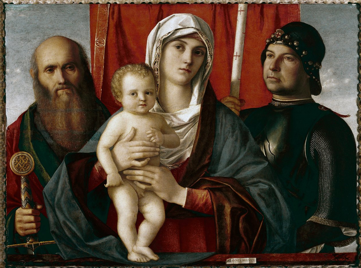 Maagd met kind tussen Sint Paulus en Sint Joris, schilderij door Giovanni Bellini, ook wel il Giambellino genoemd door Giovanni Bellini