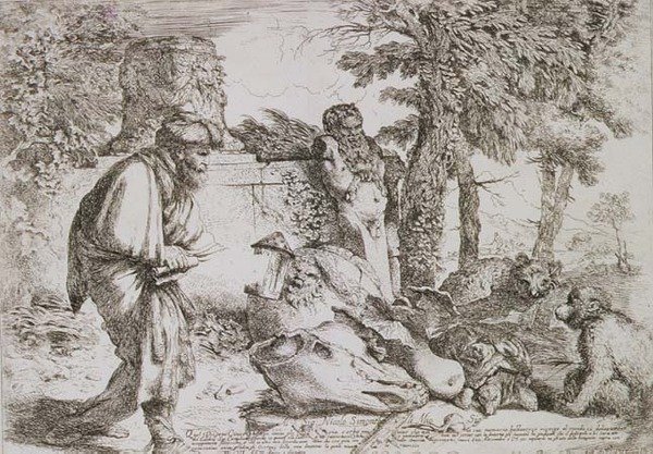 Diogenes op Zoek naar een Eerlijk Man door Giovanni Benedetto Castiglione