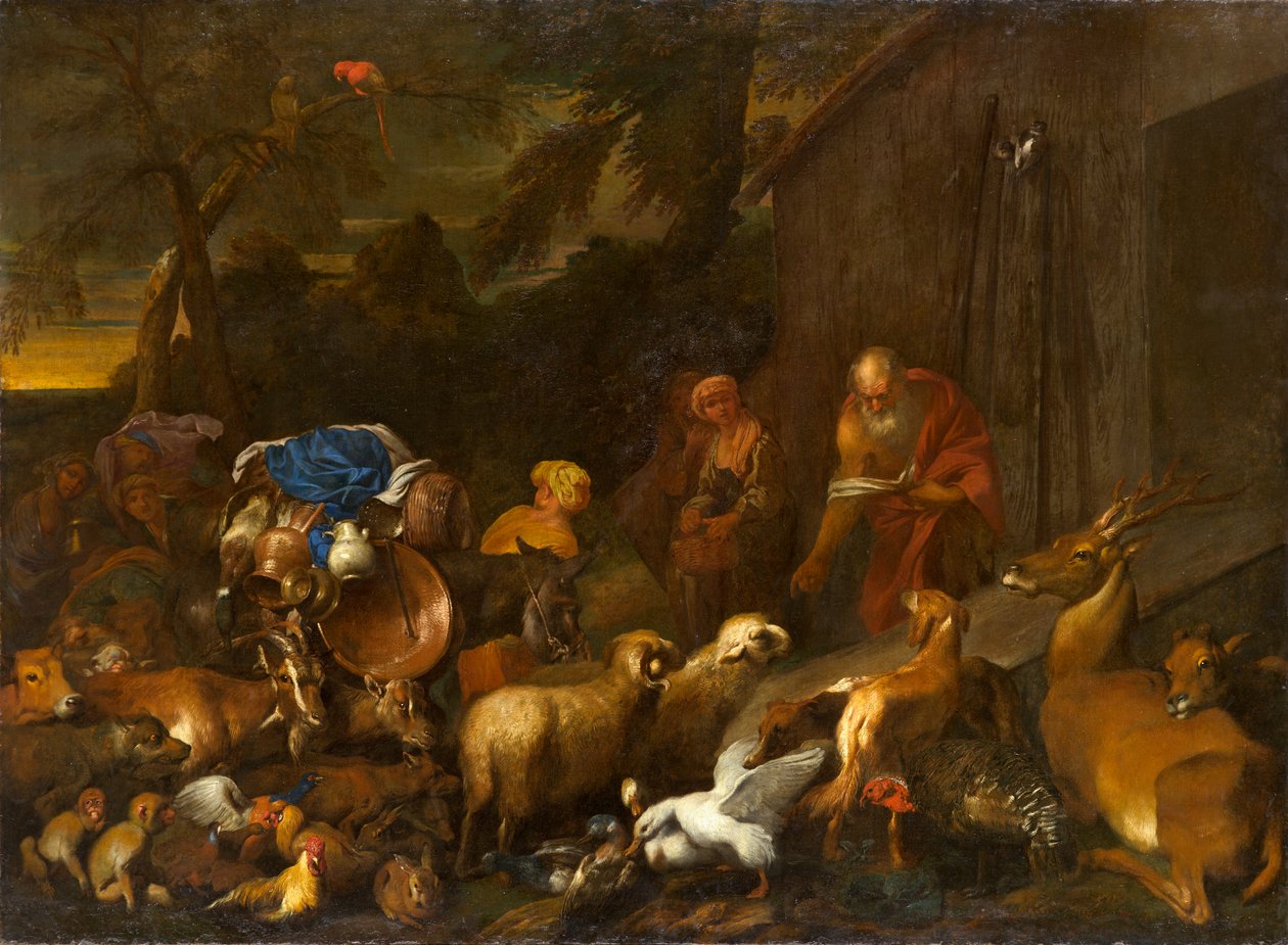 Noach en de Dieren die de Ark Binnengaan, circa 1630-1632 door Giovanni Benedetto Castiglione