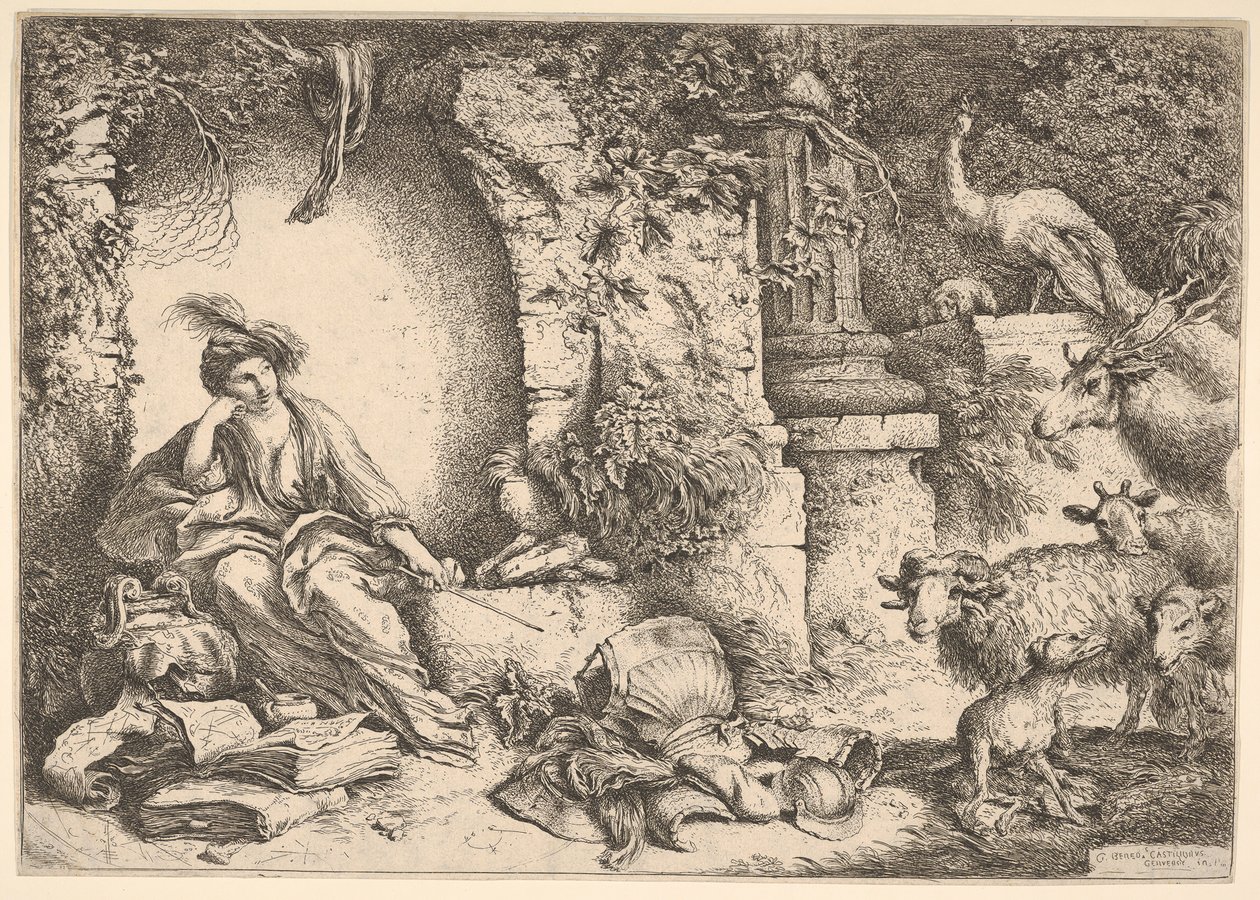 Circe verandert de metgezellen van Ulysses in beesten door Giovanni Benedetto Castiglione