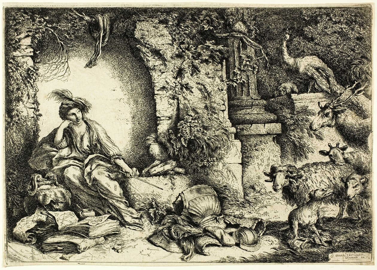 Circe met metgezellen van Odysseus veranderd in dieren door Giovanni Benedetto Castiglione