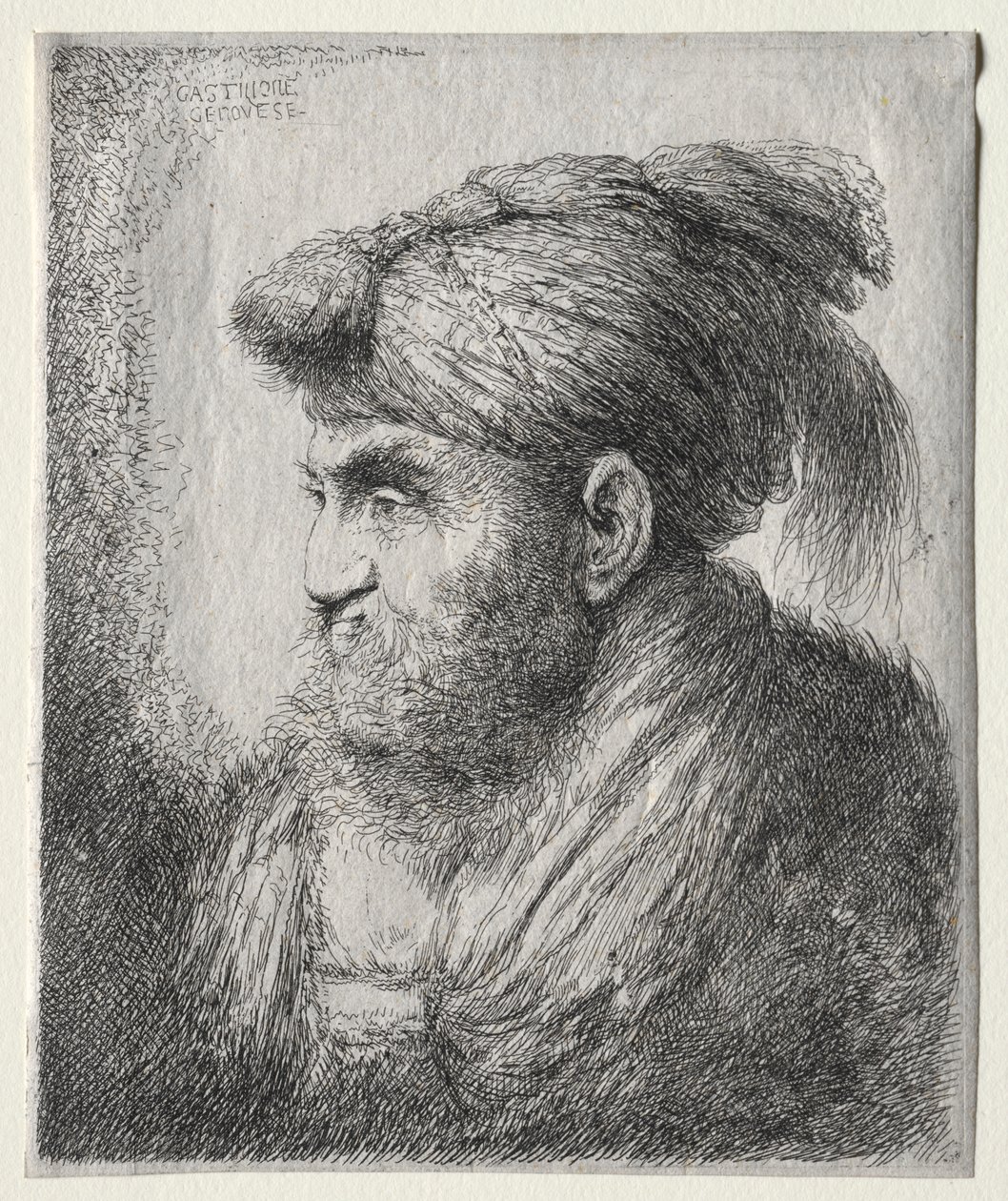 Hoofd van een Man in Oosterse Tulband door Giovanni Benedetto Castiglione