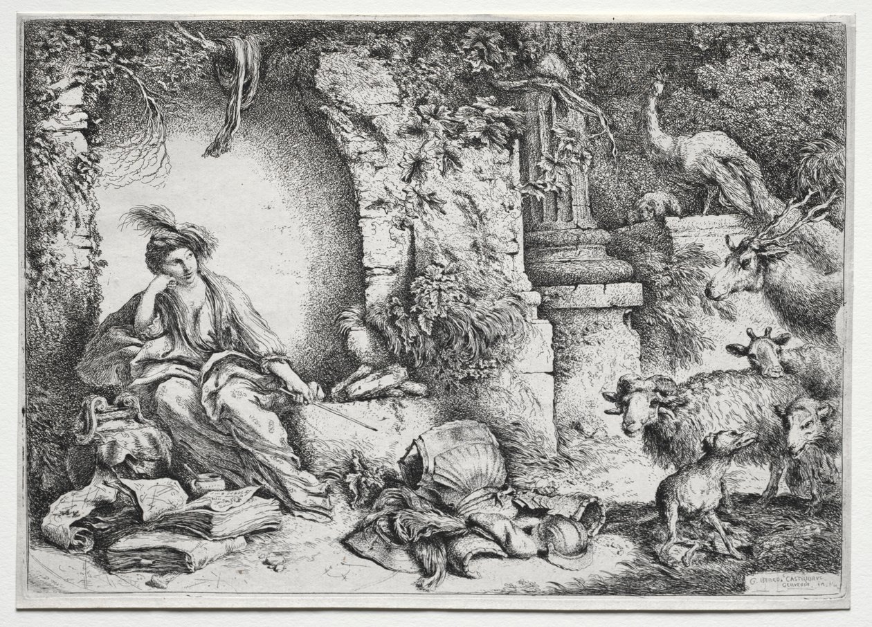 De melancholie, ca. 1660-1665 door Giovanni Benedetto Castiglione