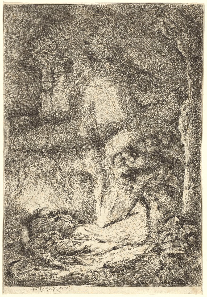 De Lichamen van de Heiligen Petrus en Paulus Verborgen in de Catacomben door Giovanni Benedetto Castiglione
