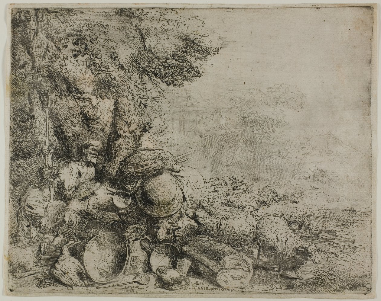 De overbelaste ezel door Giovanni Benedetto Castiglione