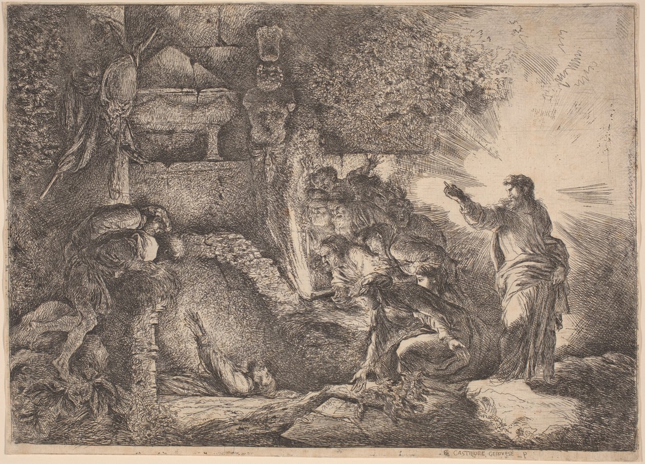 De Opstanding van Lazarus door Giovanni Benedetto Castiglione