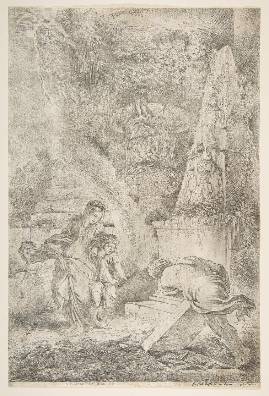 Theseus vindt de wapens van zijn vader door Giovanni Benedetto Castiglione