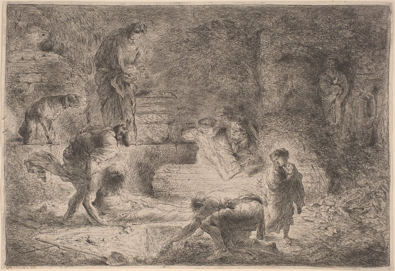 Tobit die de Doden Begraaft door Giovanni Benedetto Castiglione