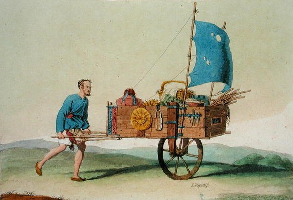 Rondtrekkende boer met zijn kar, uit 