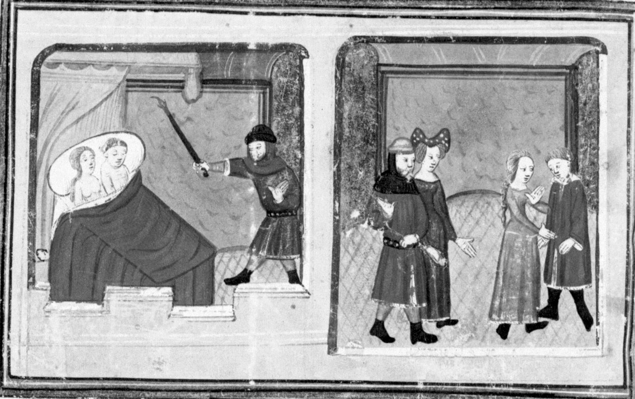 Decameron, Cimon observeert Iphigenia; er wordt een dubbele bruiloft gevierd. Vijfde dag, kort verhaal 4 door Giovanni Boccaccio