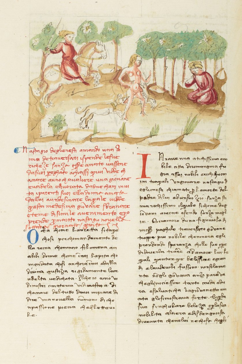 Decameron, De helse jacht - Visioen van Nastagio degli Onesti , Vijfde dag, kort verhaal 8. door Giovanni Boccaccio