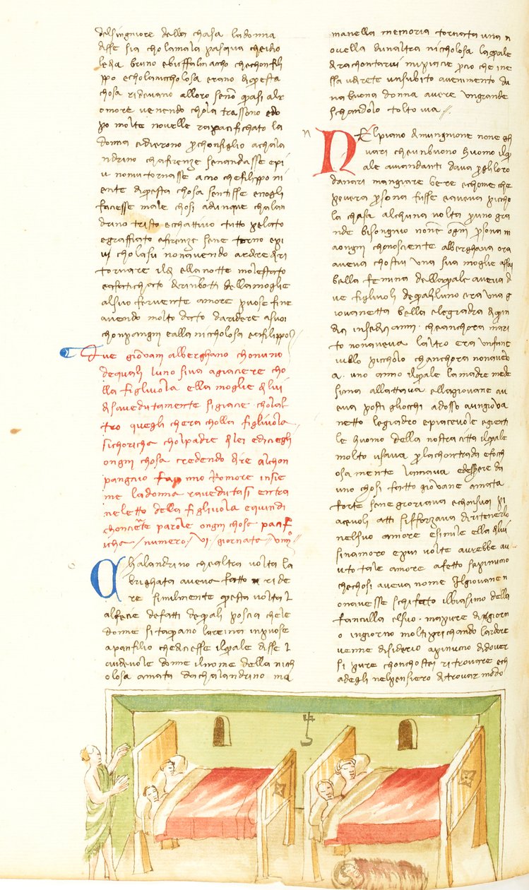 Decameron, De dubbele vergissing; Pinuccio bedriegt de herbergier, Negende dag, kort verhaal 6. door Giovanni Boccaccio