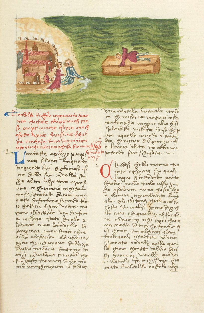 Decameron, De storm - Landolfo Rufolo ontsnapt aan schipbreuk , Tweede dag, kort verhaal 4. door Giovanni Boccaccio