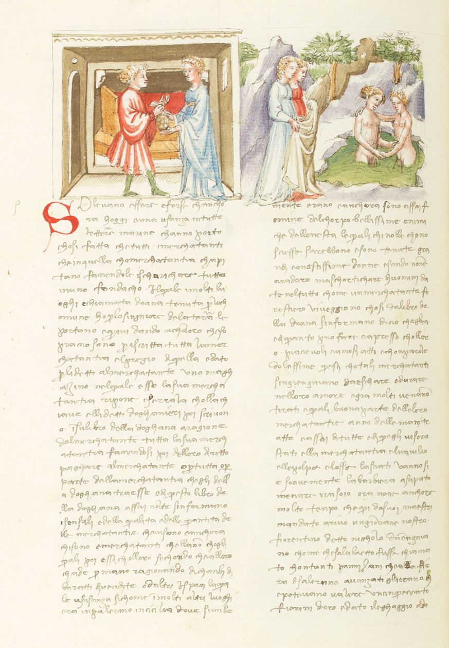 Decameron, Liaison dangereuse Salabaetto et Jancofiore se baignant, Dag acht, kort verhaal 10. door Giovanni Boccaccio