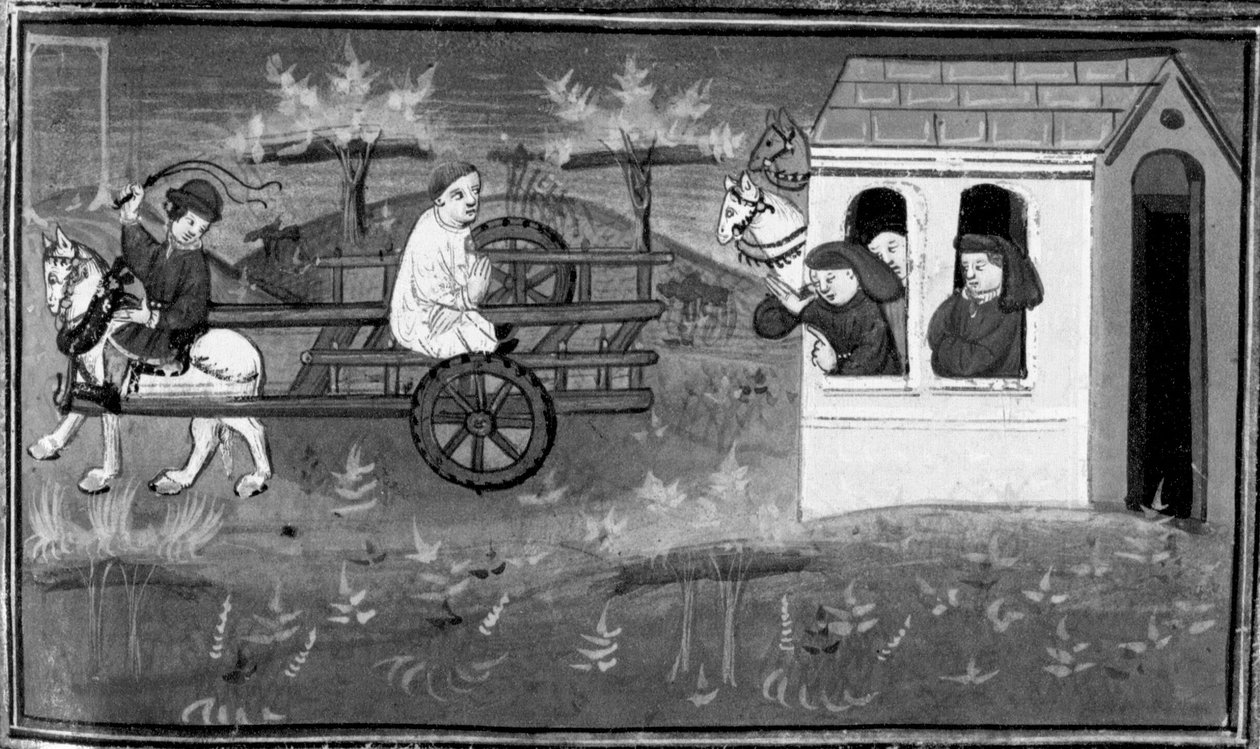 Decameron, Theodore wordt naar de plaats van executie geleid. Vijfde dag, nieuws 7 door Giovanni Boccaccio