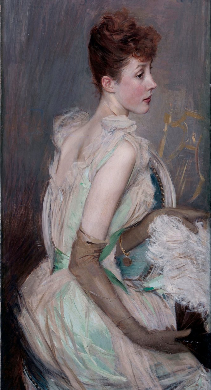 Portret van gravin De Leusse, geboren Berthier door Giovanni Boldini