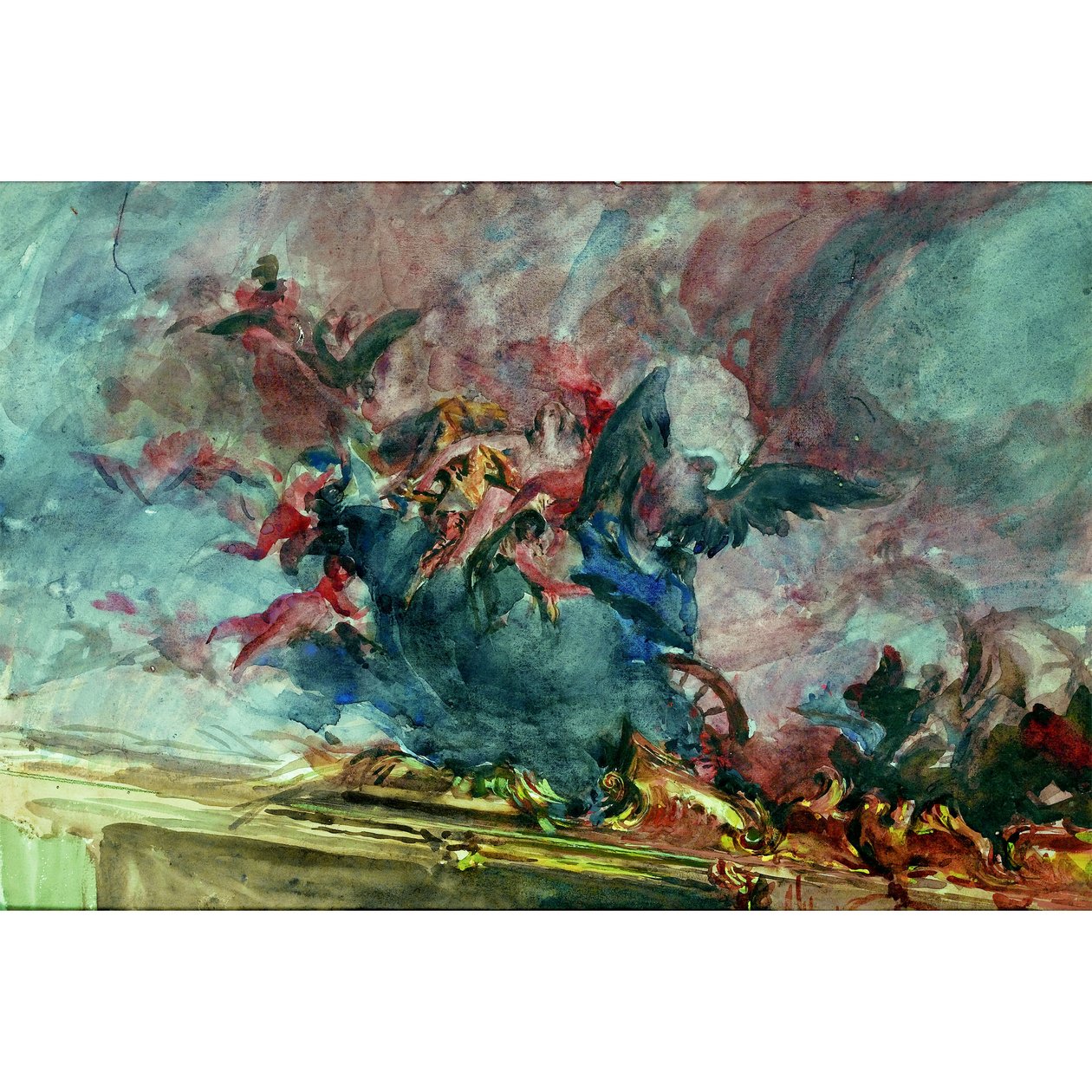 Boldini - PROJET DE DÉCORATIE, DEEL VAN EEN TIEPOLOBESCHERMING door Giovanni Boldini