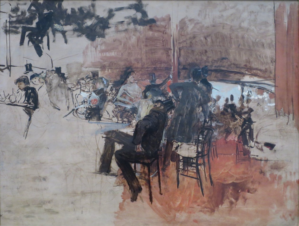 Caféscène door Giovanni Boldini, ca. 1887, olieverf op paneel, Paleis van het Legioen van Eer in Californië door Giovanni Boldini