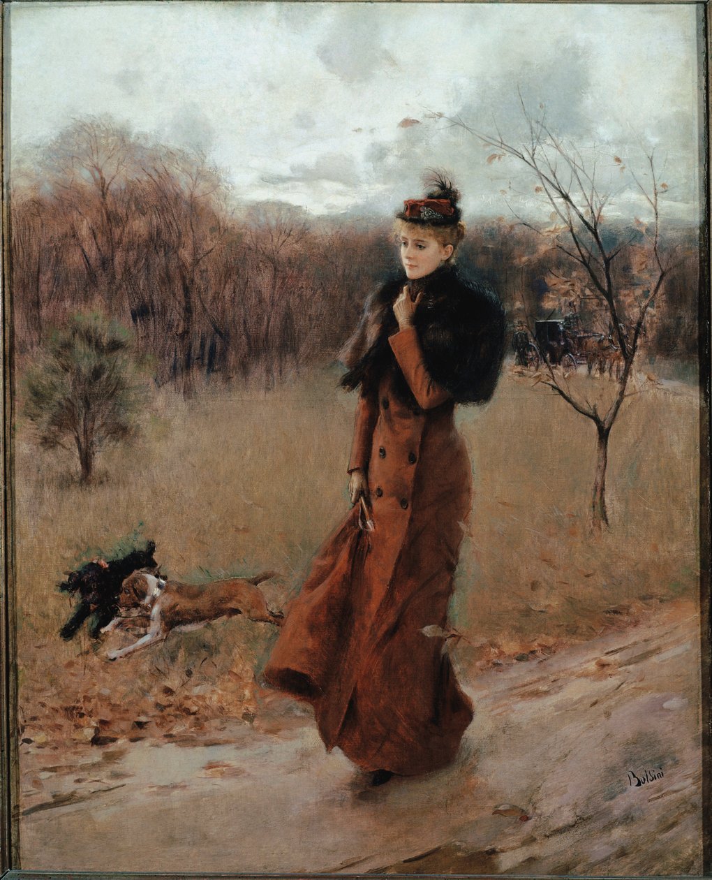 De wandeling naar het park in Napels door Giovanni Boldini