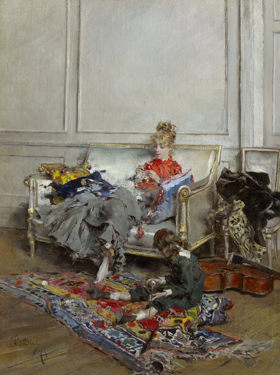 Jonge Vrouw aan het Haken door Giovanni Boldini