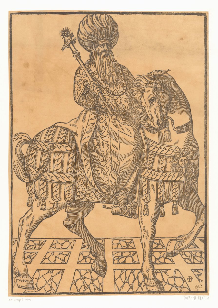 Man met tulband te paard door Giovanni Britto