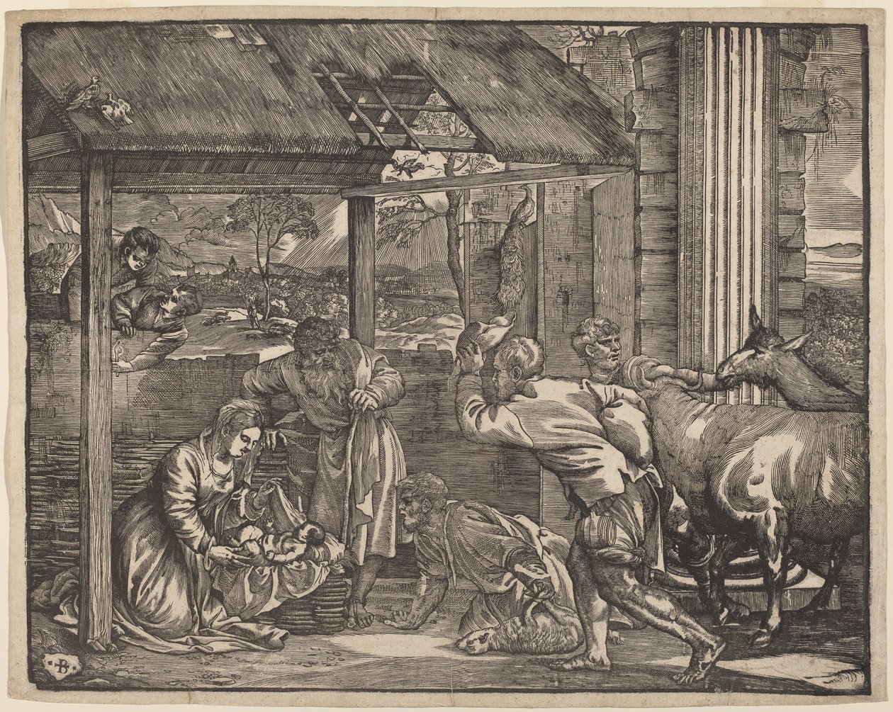 De aanbidding der herders door Giovanni Britto after Titian