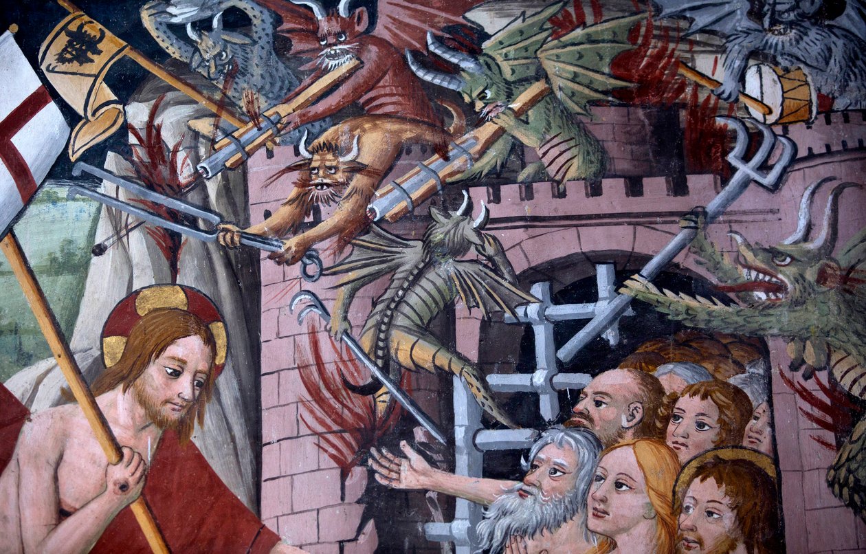Afdaling naar de hel, ca. 1492 (detail) door Giovanni Canavesio