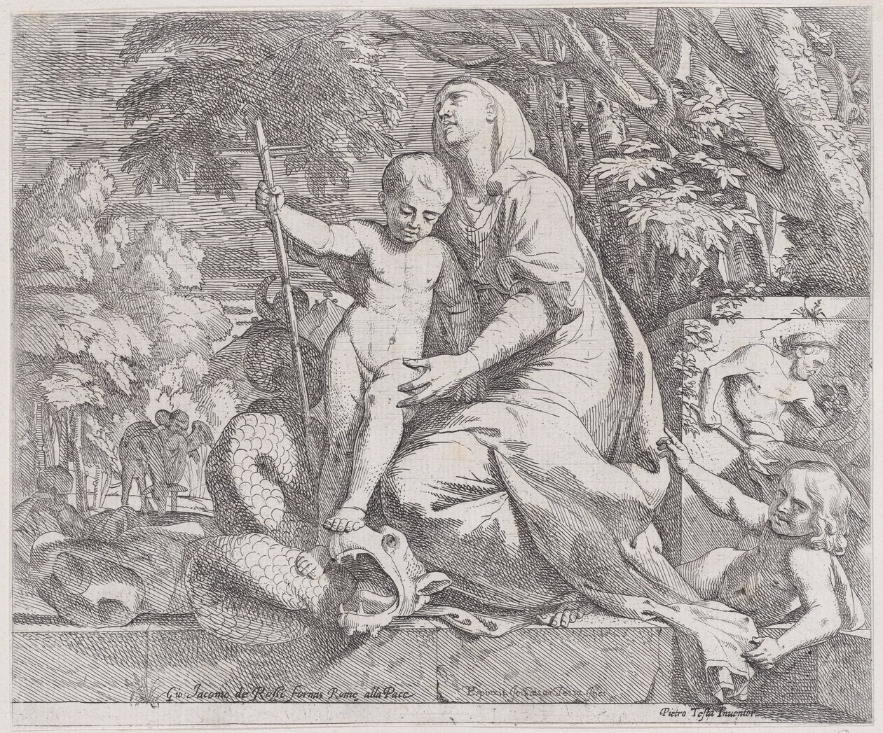 Een allegorie van de rust op de vlucht naar Egypte door Giovanni Cesare Testa