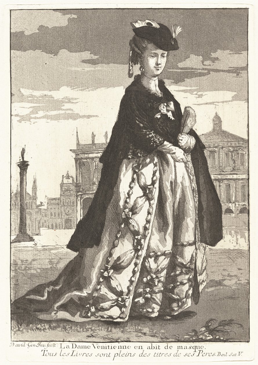 Venetiaanse vrouw in carnavalskleding door Giovanni David