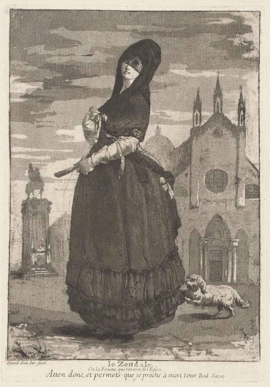 Le Zendale (Vrouw in een Kap, of de Vrouw die Terugkomt van de Kerk) door Giovanni David
