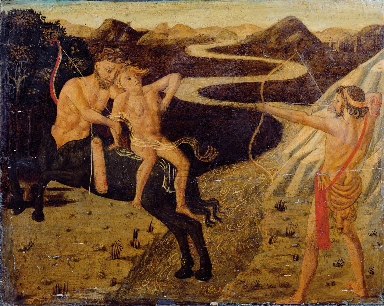 Cassone paneel: Hercules redt Deianeira van Nessus door Giovanni Di Ser Giovanni Guidi