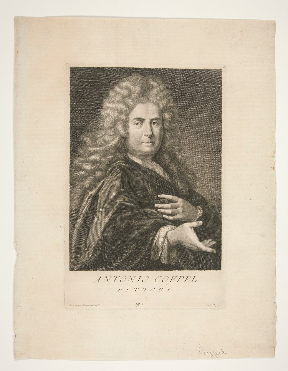 Portret van Antoine Coypel door Giovanni Domenico Ferretti