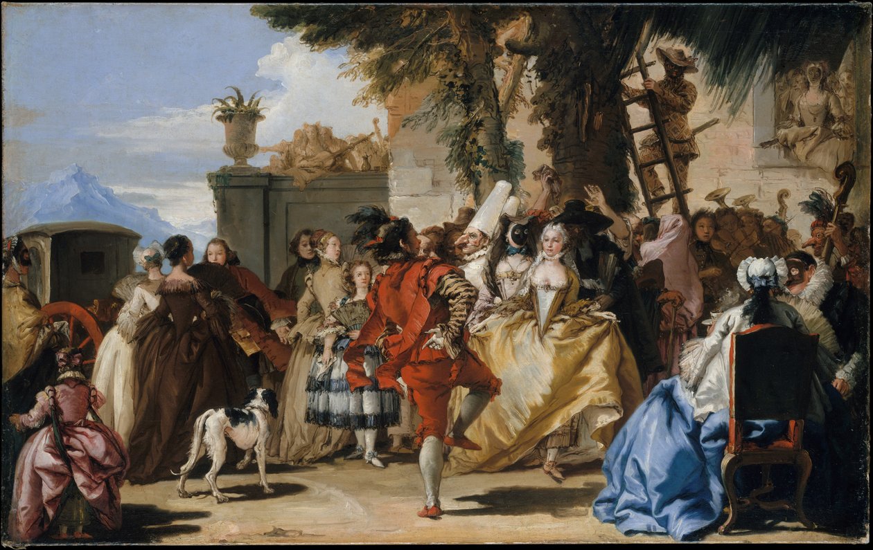 Een dans op het platteland door Giovanni Domenico Tiepolo
