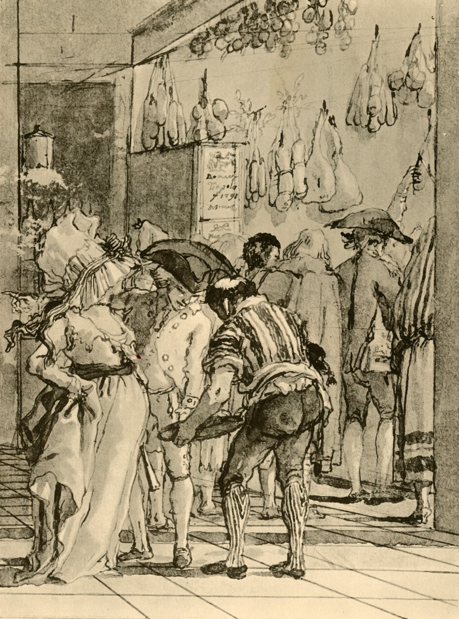 Een winkel met gerookte waren, 1791 door Giovanni Domenico Tiepolo